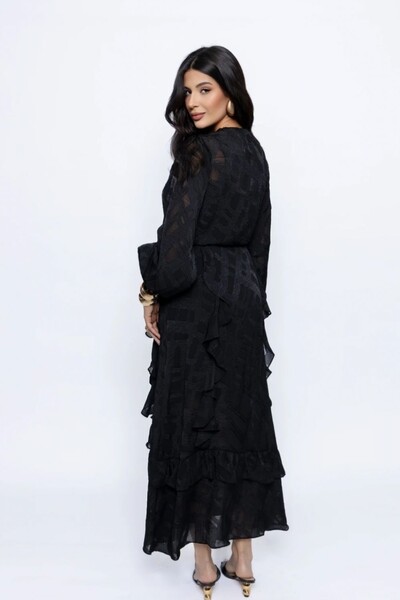 FotoVestido Kimono Devorê Detalhe Babados e Amarração