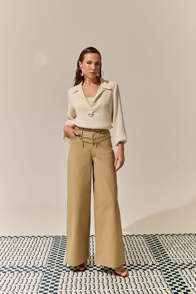 Foto Calça Pantalona Sarja