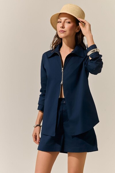 Foto Camisa Zíper Tricoline