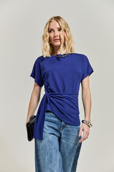Foto Blusa Malha Texturizada com Amarração