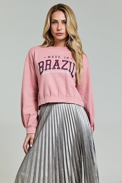Foto Blusa Em Moletom Brasil Com Pregas