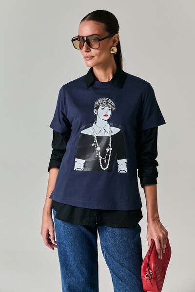 Foto T-shirt Algodão Estampa Andrea Boina
