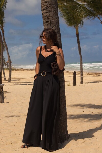 Foto Calça Pregas C/ Faixa