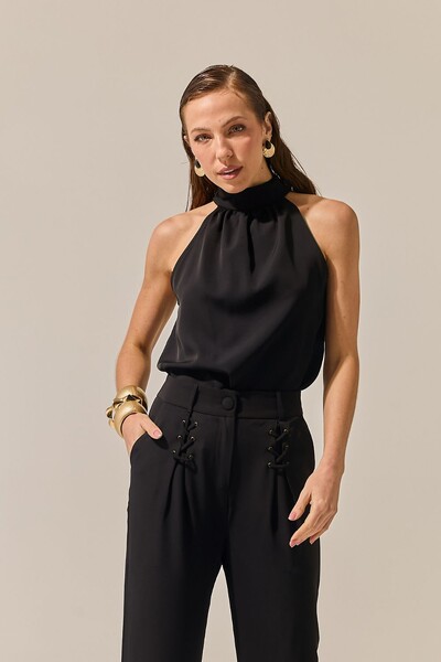 Foto Blusa Halter Laço Crepe