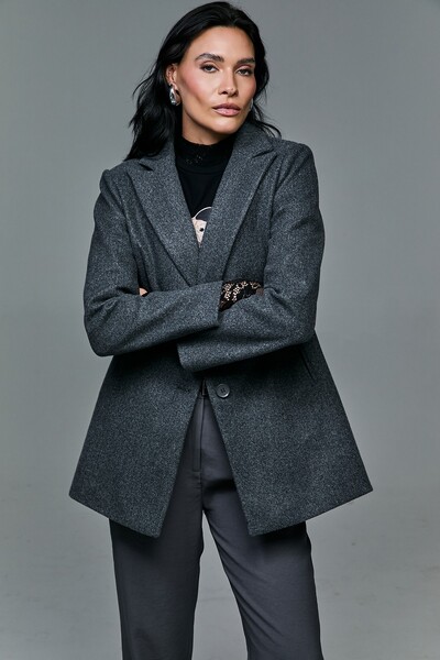 Foto Casaco Alongado Em Lã Batida Mescla