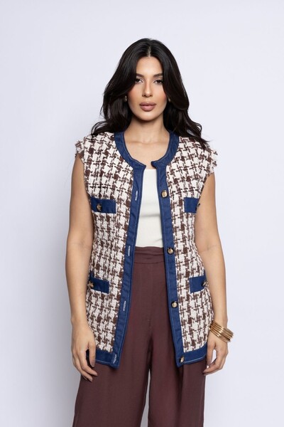 Foto Colete Oversized Tweed Xadrez