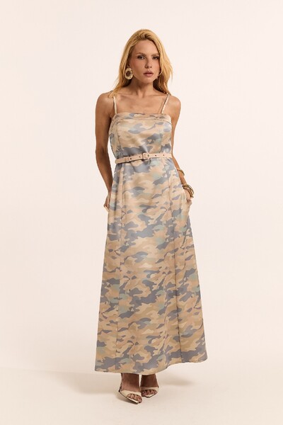 Foto Vestido Midi Alfaiataria Cetim Timeless