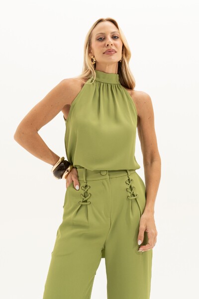 Foto Blusa Halter Laço Crepe