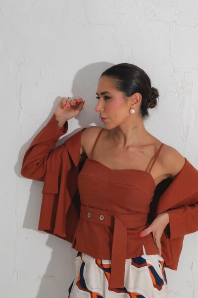 Foto Blusa Linho Alça Removível