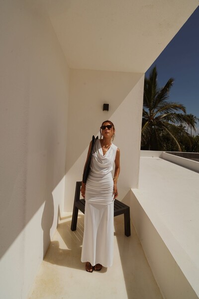 Foto Vestido Drapeado C/ Saia Removivel