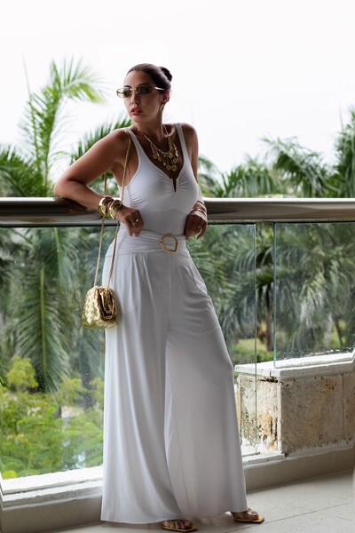 Foto Calça Pregas C/ Faixa