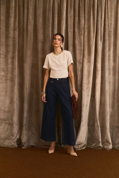 FotoCalça Jeans Reta Cropped