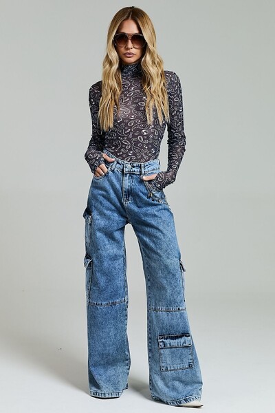 Foto Calça Jeans Cargo Com Lavagem Marmorizada