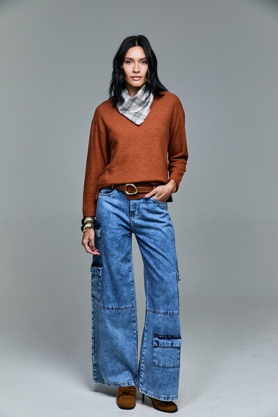 Foto Calça Jeans Cargo Com Lavagem Marmorizada