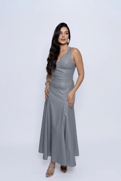 Foto Vestido Pu Decote V