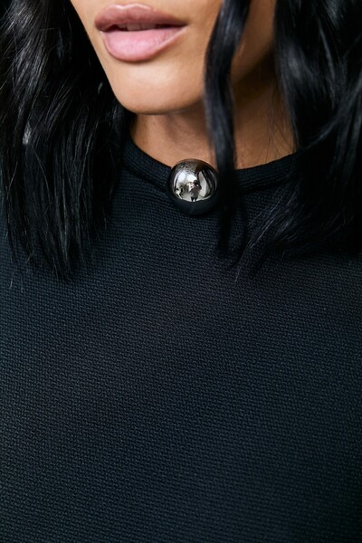 FotoVestido Longo Malha Texturizada Com Colar Embutido