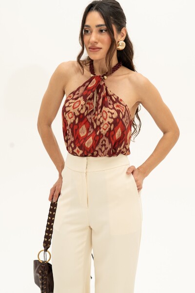 Foto Blusa Colar Estampa Tapeçaria