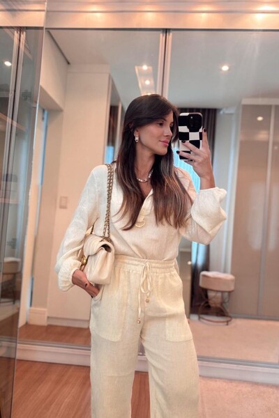 Foto Camisa Over Linho Canele