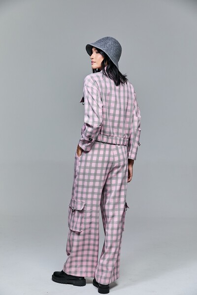 FotoCalça Cargo Xadrez Com Elástico Na Cintura