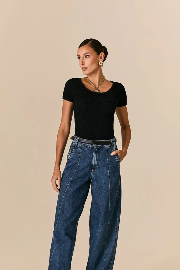 Blusa Malha Canelada Sem Costura