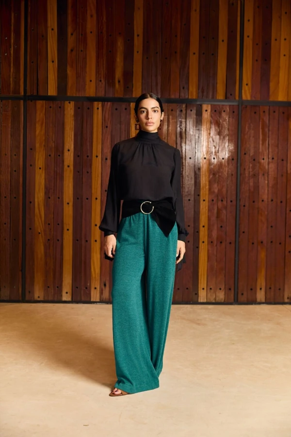 Calça Wide Malha Tricot