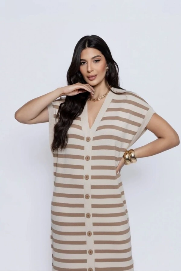 Vestido Amplo Tricot Listrado