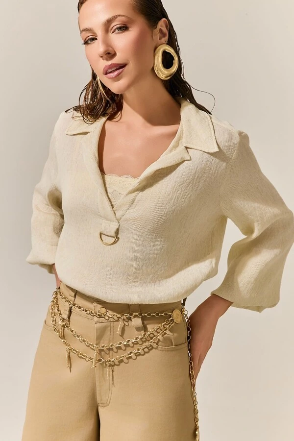 Calça Pantalona Sarja