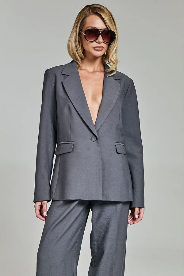 Blazer Alfaiataria Acinturado Com Lapela