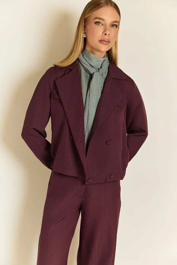 Jaqueta Bomber Risca Lurex