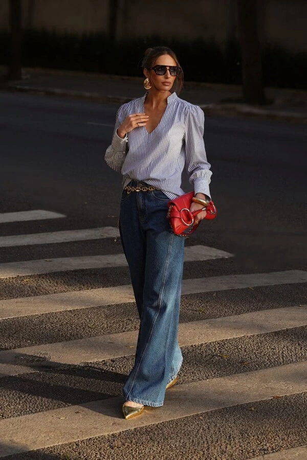 Camisa Listrada Renda