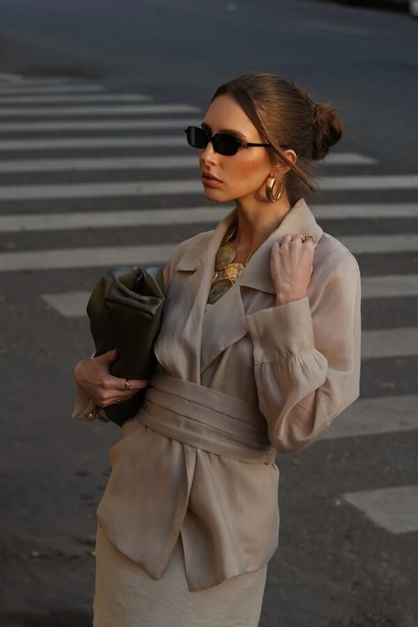 Camisa Organza Transpassada