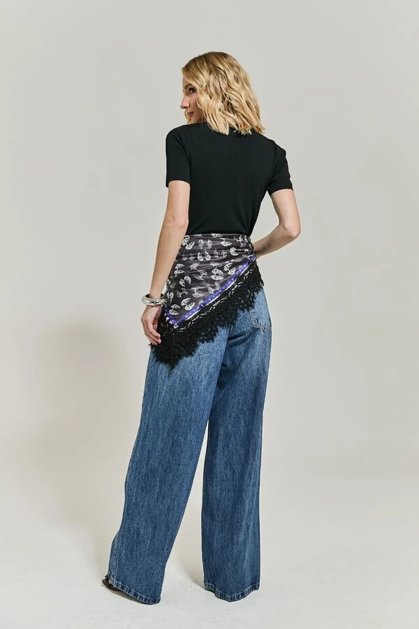 Calça Jeans Wide Leg Estonada