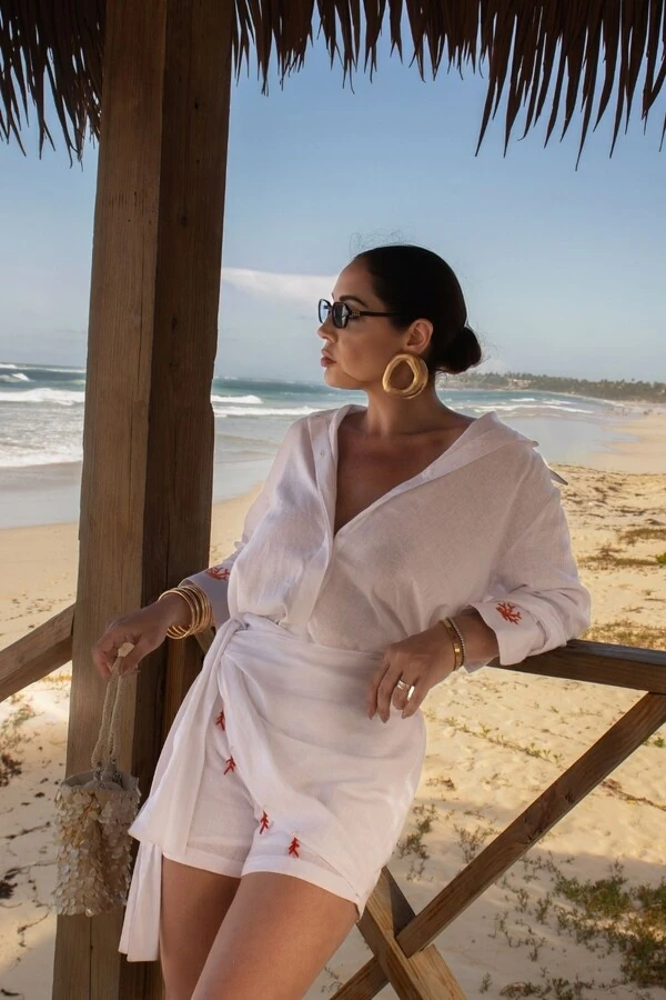 Camisa Cambraia Bordado Punho