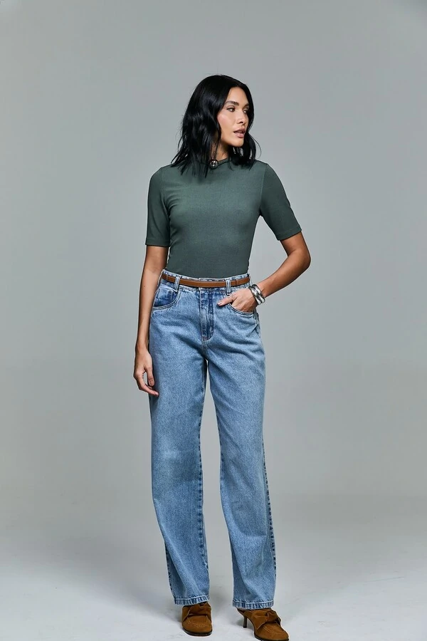 Calça Jeans Wide Leg Light Blue
