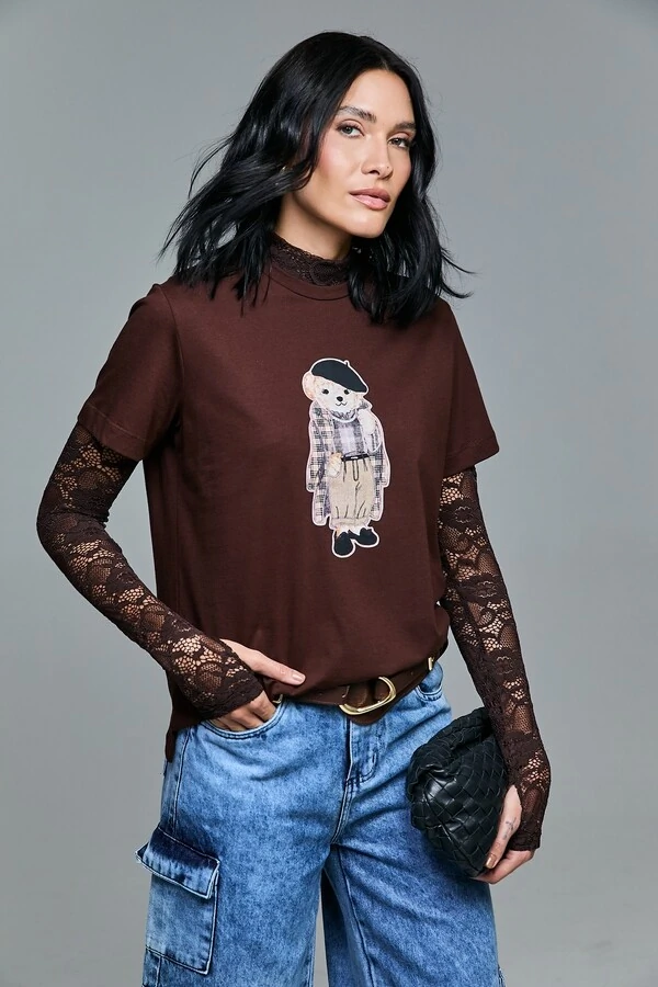 T-shirt Ursa Com Boina