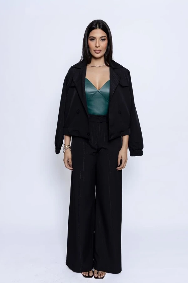 Jaqueta Bomber Risca Lurex