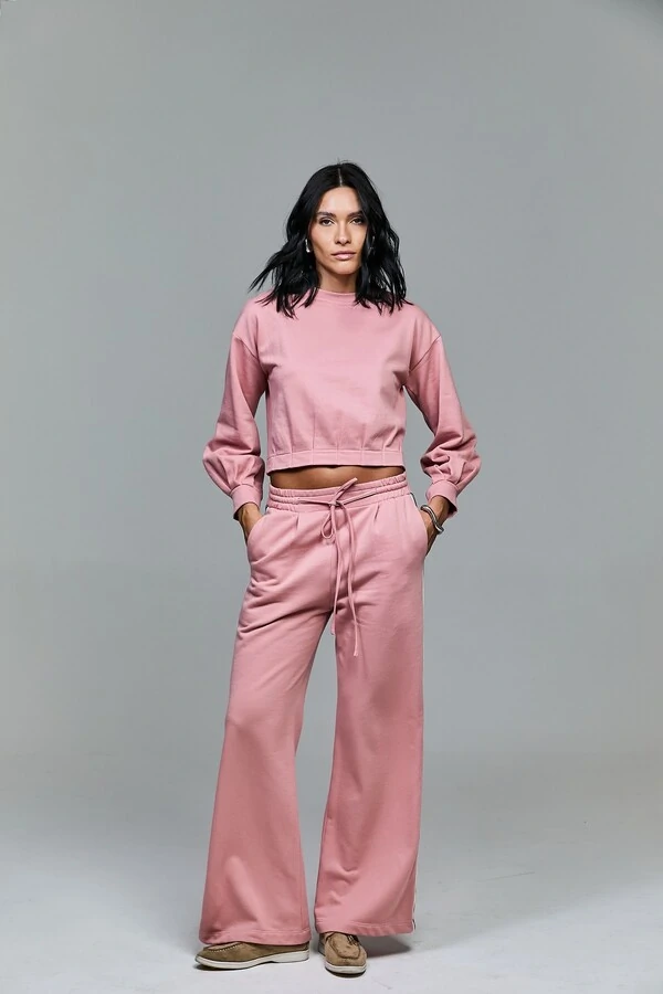 Calça De Moletom Com Elástico E Detalhe Lateral