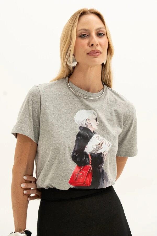 T-shirt Algodão Estampa Miranda