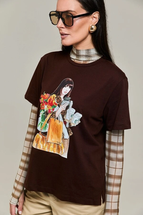 T-shirt Algodão Estampa Andrea Flores