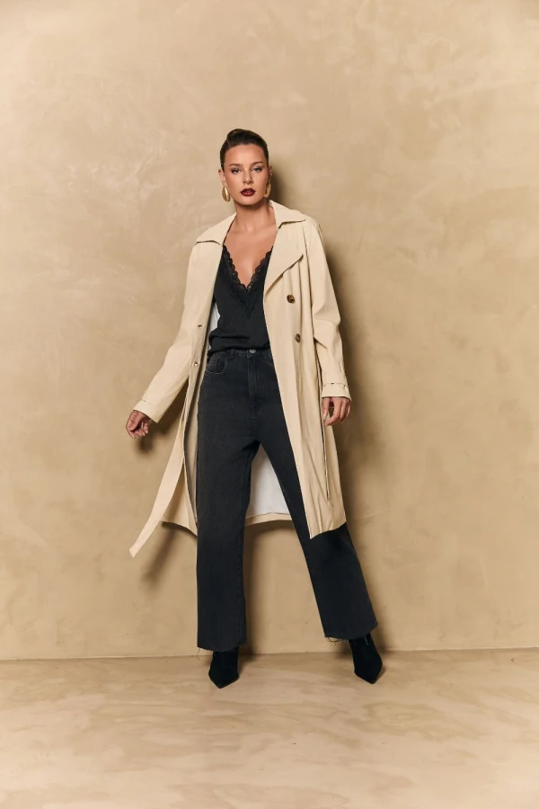 Trench Coat Couro P.U Premium