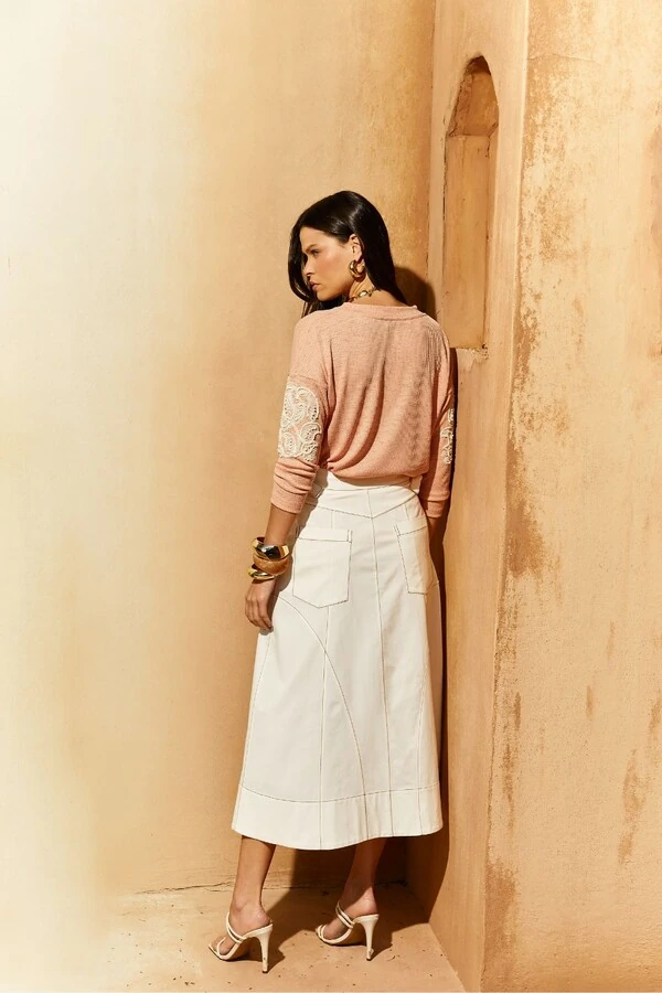 Blusa Malha Tricot Bordada