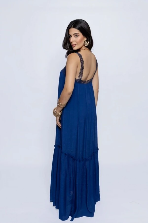 Vestido Longo Alças em Renda