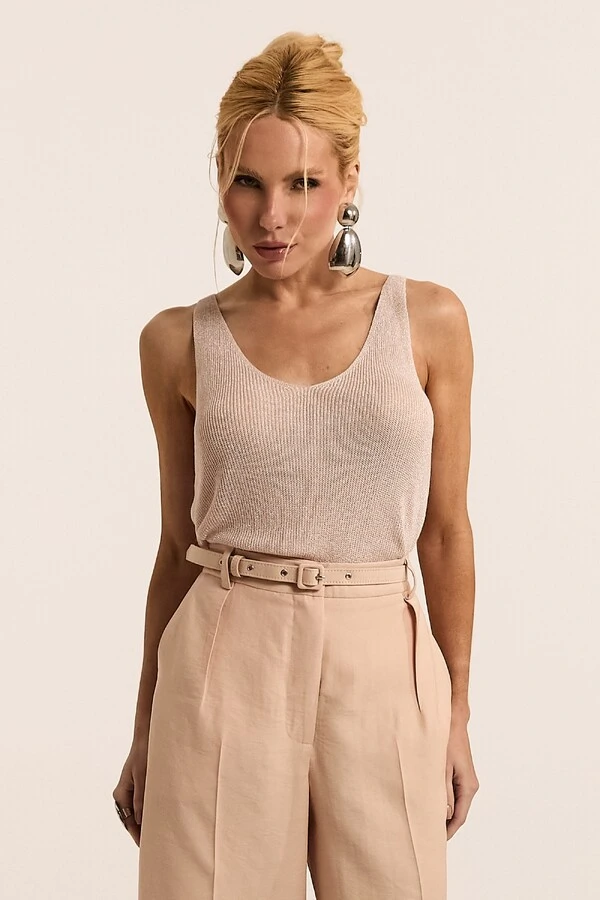 Regata Decote em V em Tricot Timeless