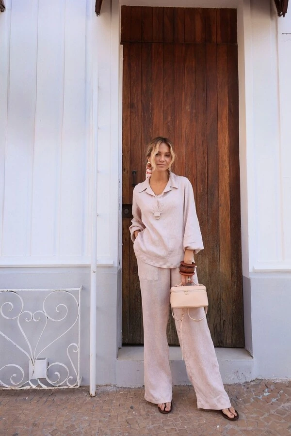 Calça Reta Linho Canelê
