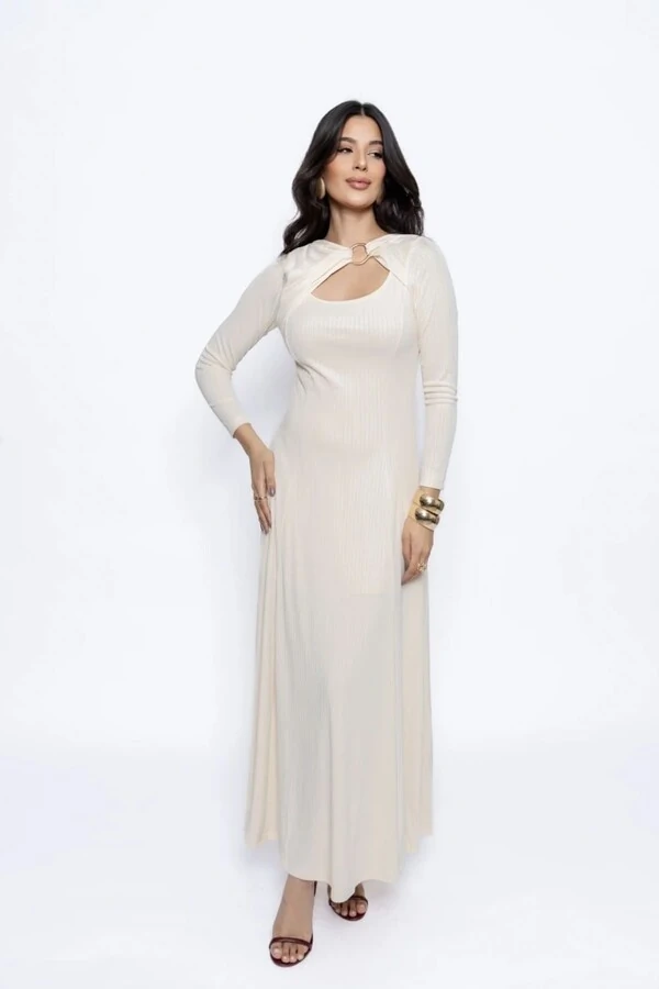 Vestido Canelado Detalhe Fivela