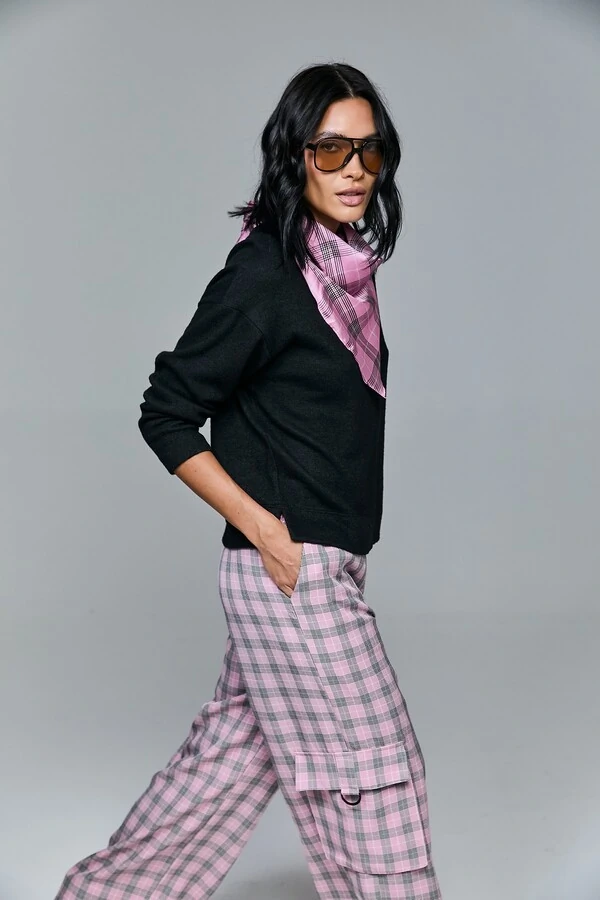 Blusa Manga Longa Malha Lã Com Bandana Avulsa