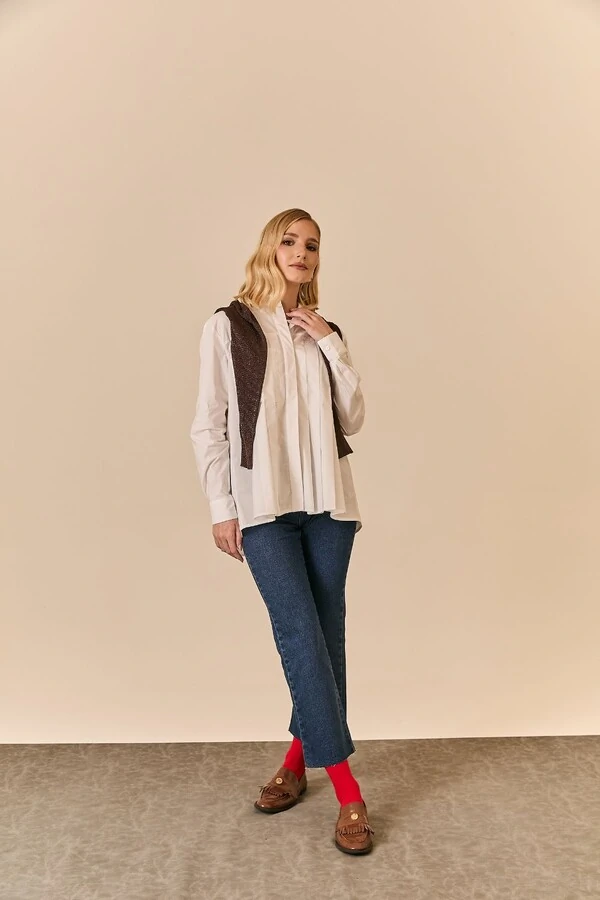 Camisa Tricoline Com Pregas