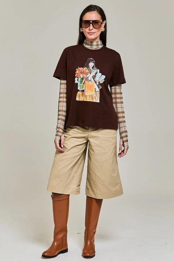 T-shirt Algodão Estampa Andrea Flores