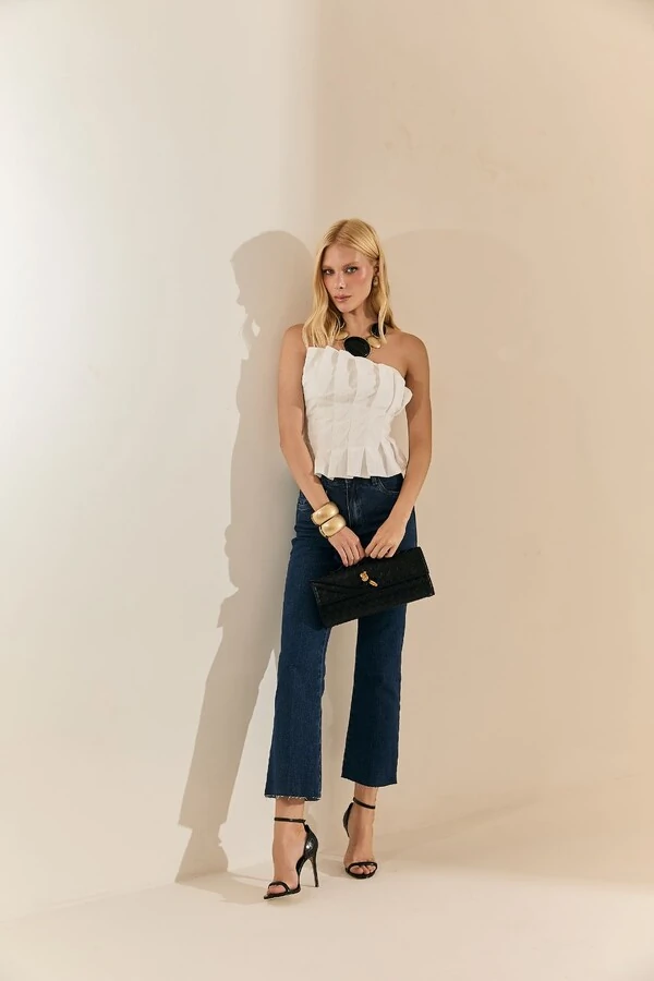 Calça Jeans Cropped