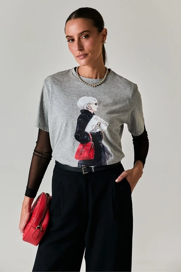 T-shirt Algodão Estampa Miranda